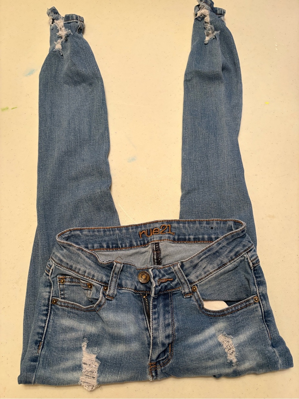 Rue21 Light Wash Skinny Distressed Jeans